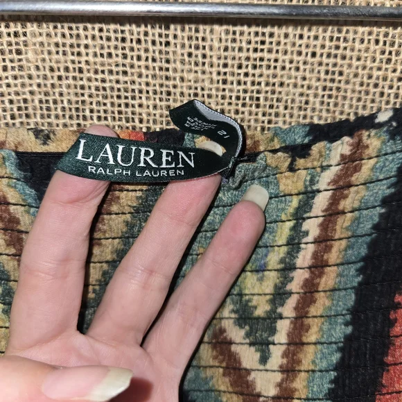 Women's Lauren Ralph Lauren Multicolor Ruched Waist Tiered Skirt Size 12 EUC - Picture 4 of 7